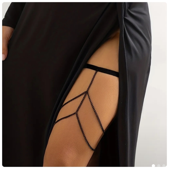 5/25 Multi-layer Tassel Elastic Leg Chain Punk Style Body Chain Jewelry, new - Picture 3 of 7